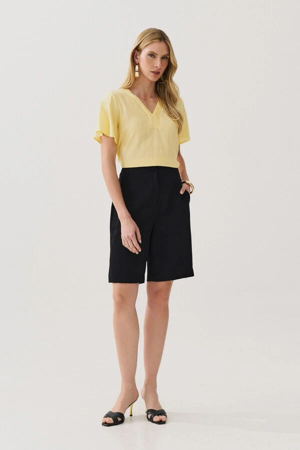 Blusa Decote V Pregas