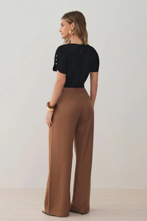 Blusa Manga Pregas Botões Brilho Triple