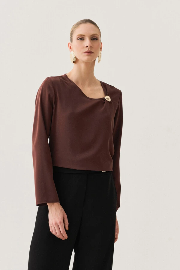 Blusa Decote V Assimétrico Gold