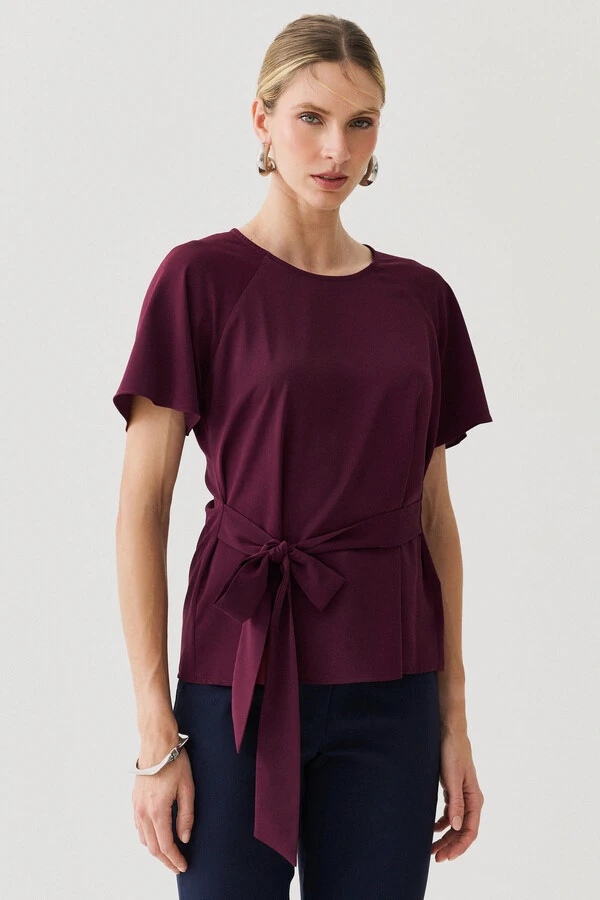 Blusa Manga Raglan Cinto Embutido