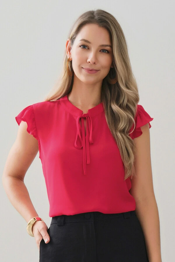 Regata Gola Baixa Laço Ombro Babado