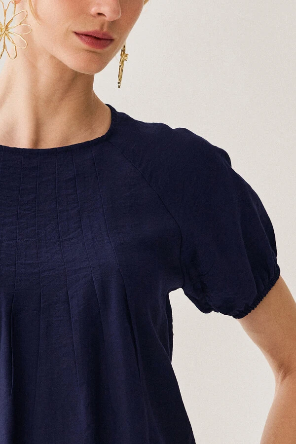 Blusa Manga Raglan Elástico Pregas