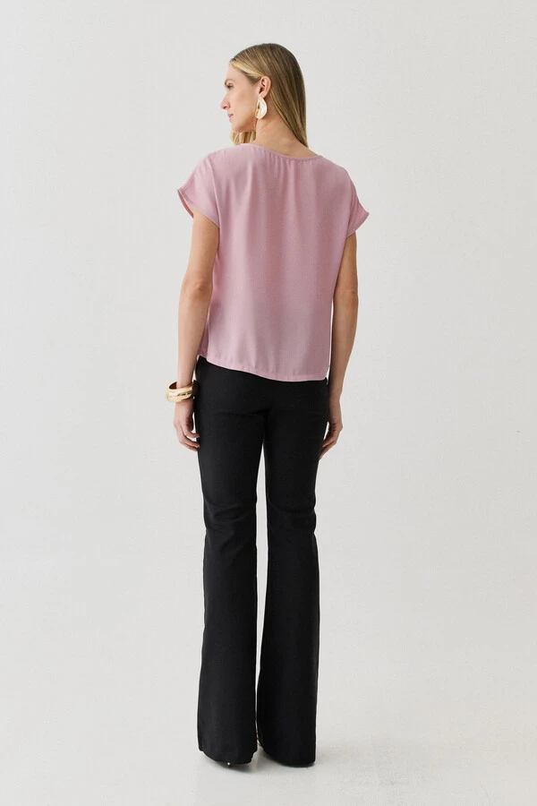 Blusa Assimétrica Manga Morcego Lateral Franzidos