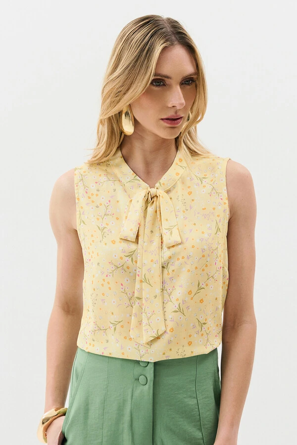 Regata Floral Gola Baixa Laço