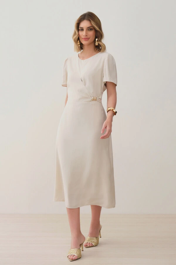 Vestido Midi Leve Transpasse Gold