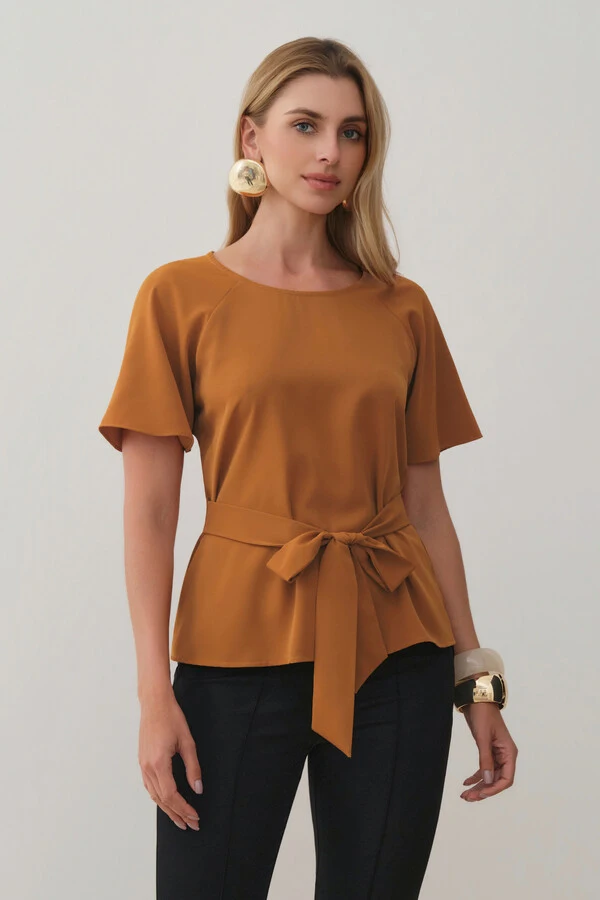 Blusa Manga Raglan Cinto Embutido