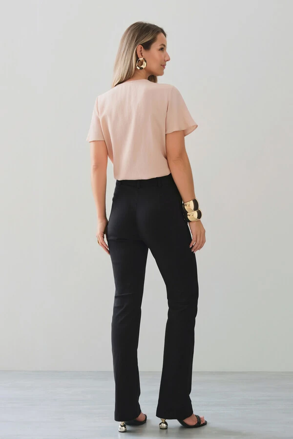 Blusa Decote Laço Pregas Double