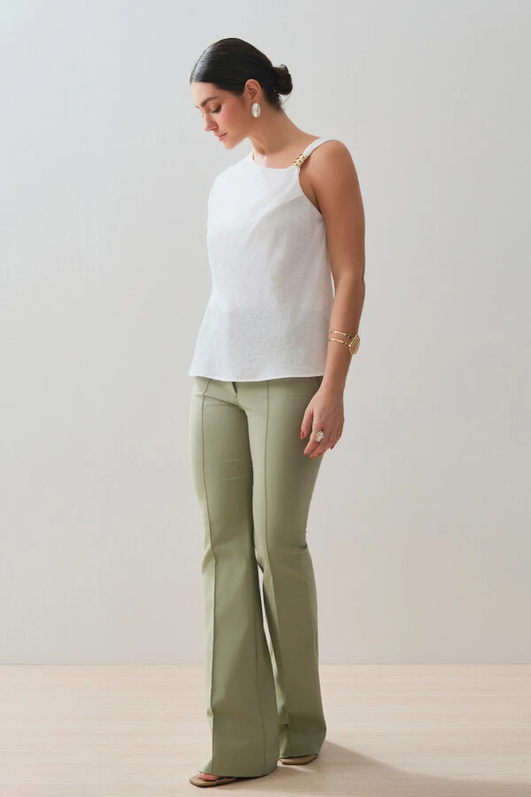 Blusa Assimétrica Alça Gold Pregas