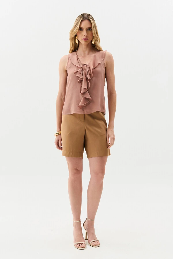 Regata de Chiffon Yoryu Decote V Babado Laço