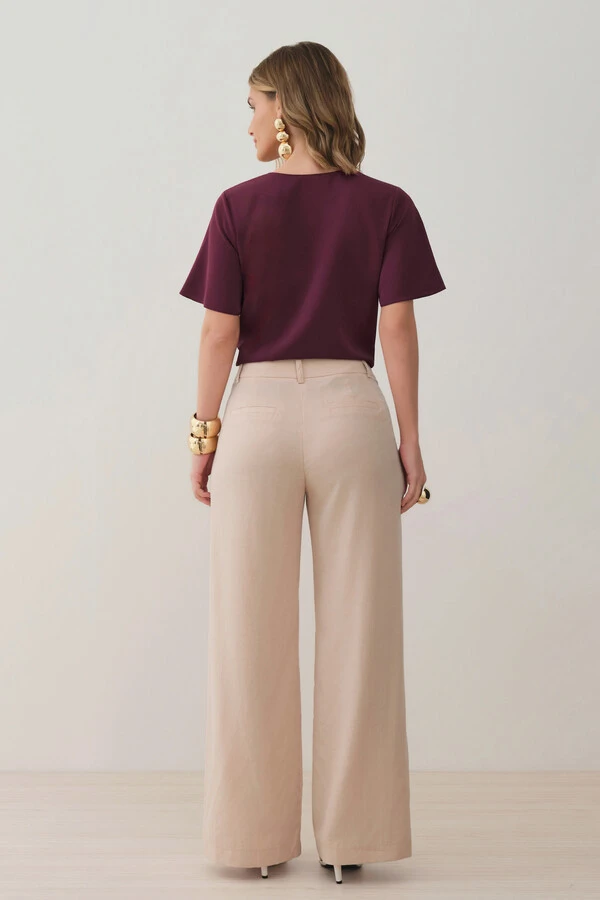 Pantalona Passante Double Prega Botão Forrado