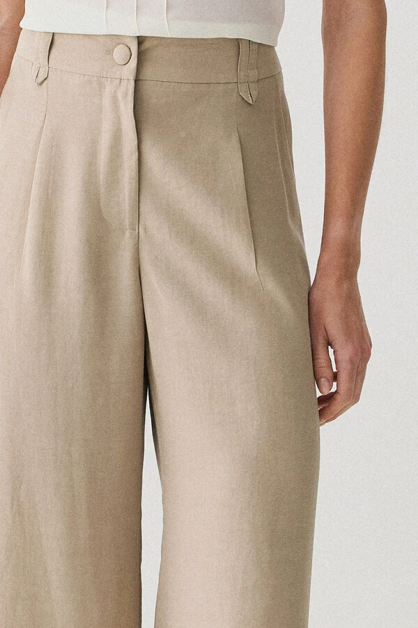 Pantalona Passante Double Prega Botão Forrado