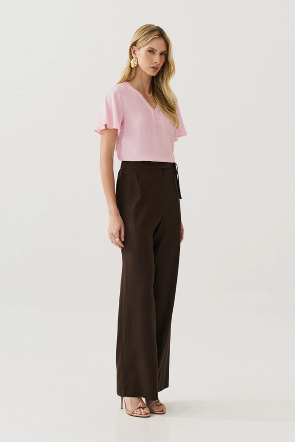 Blusa Decote V Pregas