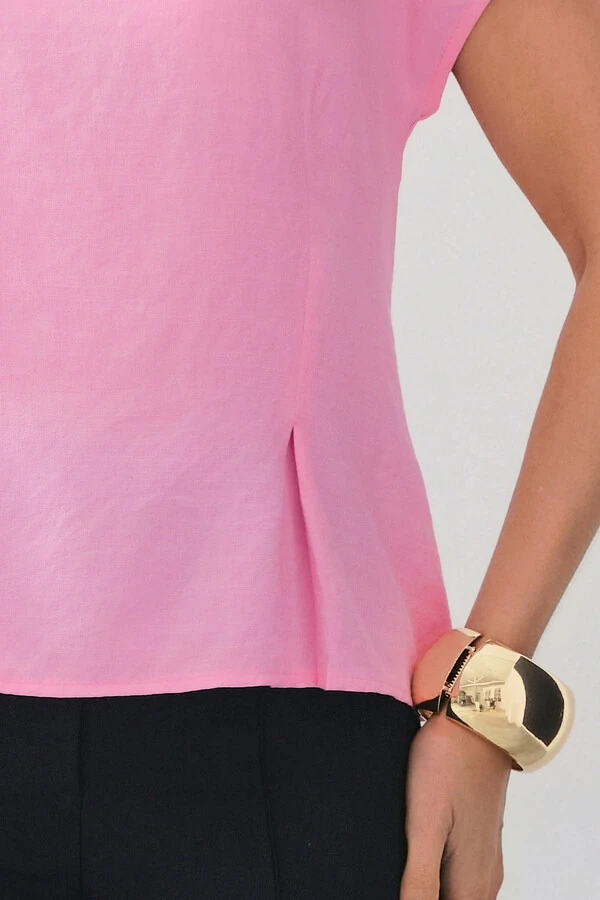 Blusa Acinturada Manga Morcego Pregas