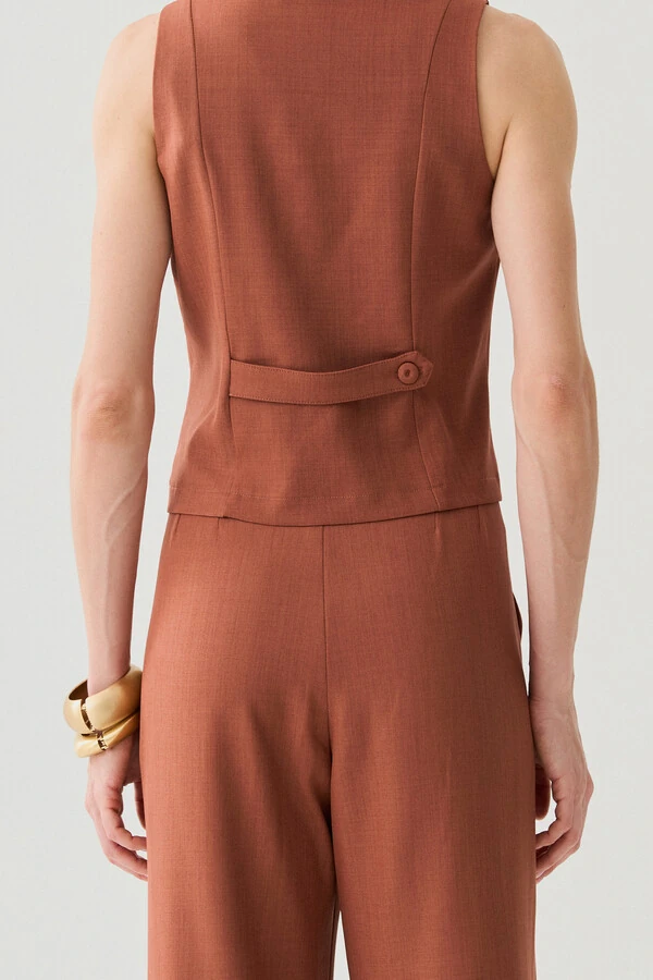 Conjunto de Alfaitaria Colete e Calça Reta Botões Forrados