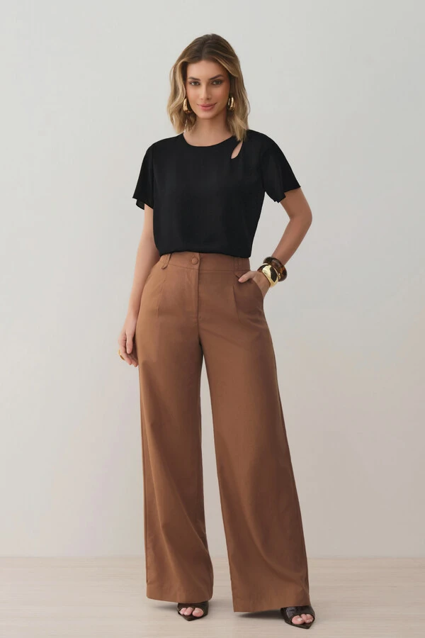 Blusa Assimétrica Dupla Ombro Cut Out
