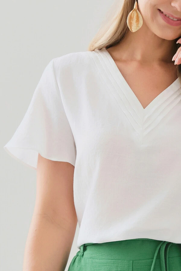 Blusa Decote V Preguinhas Triple