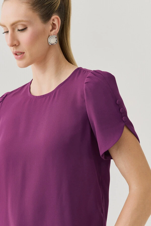 Blusa Manga Mini Botões Forrados Triple