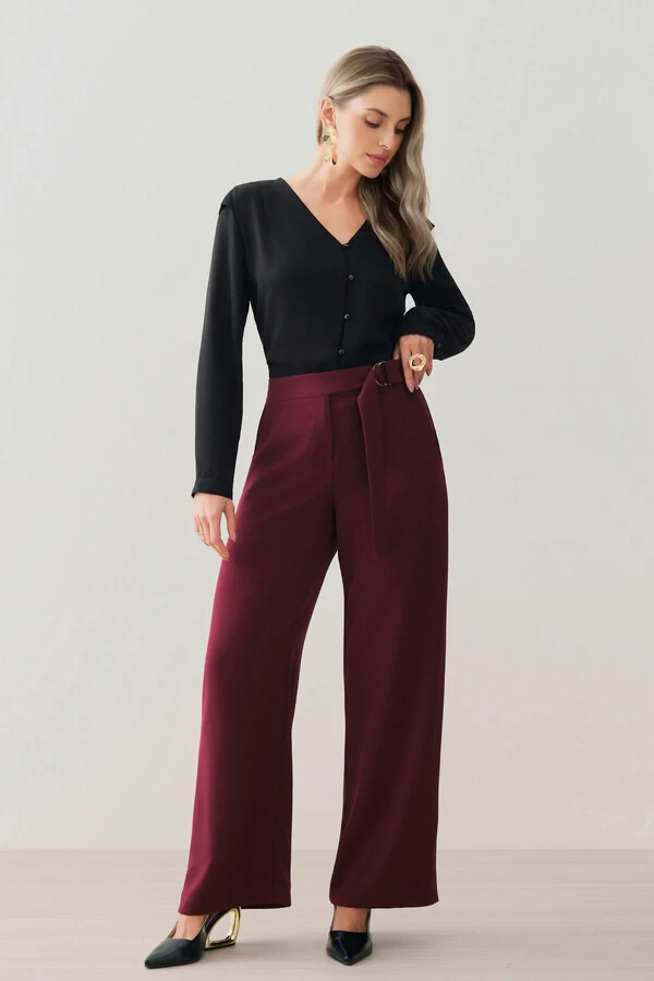 Camisa Manga Longa Punho Decote V Ombro Aba Mini Botões