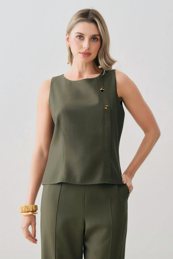 Conjunto de Regata Prega Gold Double e Calça Reta Nervura