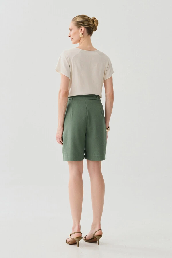 Blusa Manga Raglan Decote Gota Mini Botão Forrado