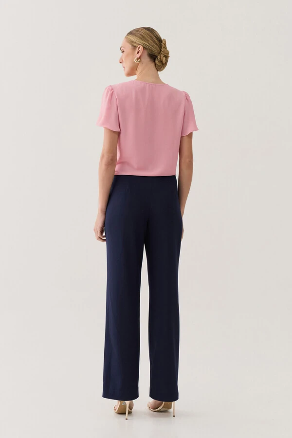 Blusa Manga Evasé Decote V Babado