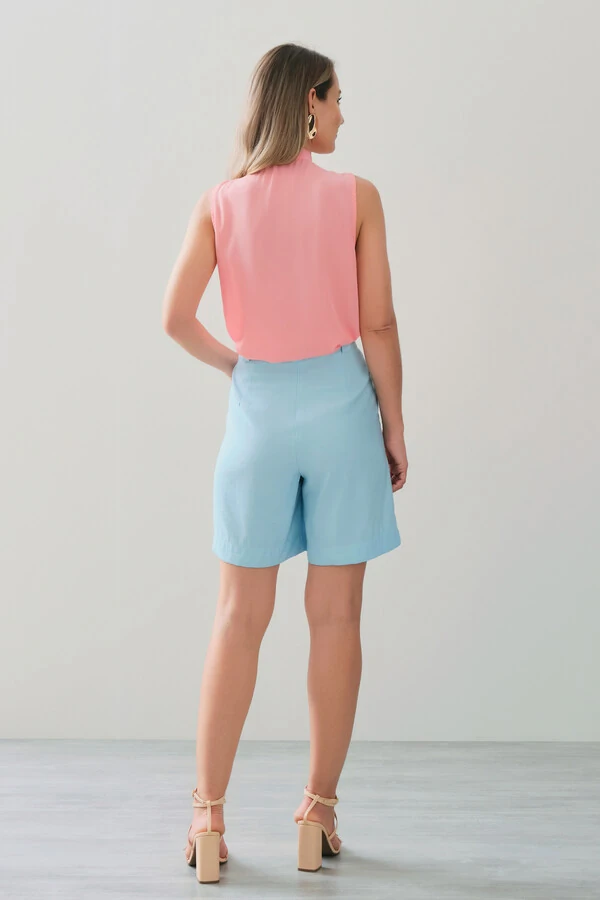 Regata Gola Baixa Laço Decote V Ombro Prega