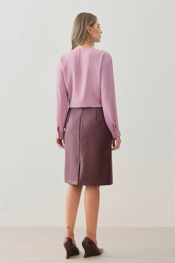 Blusa Manga Longa Punho Gold Decote Cavado Laço Puxante