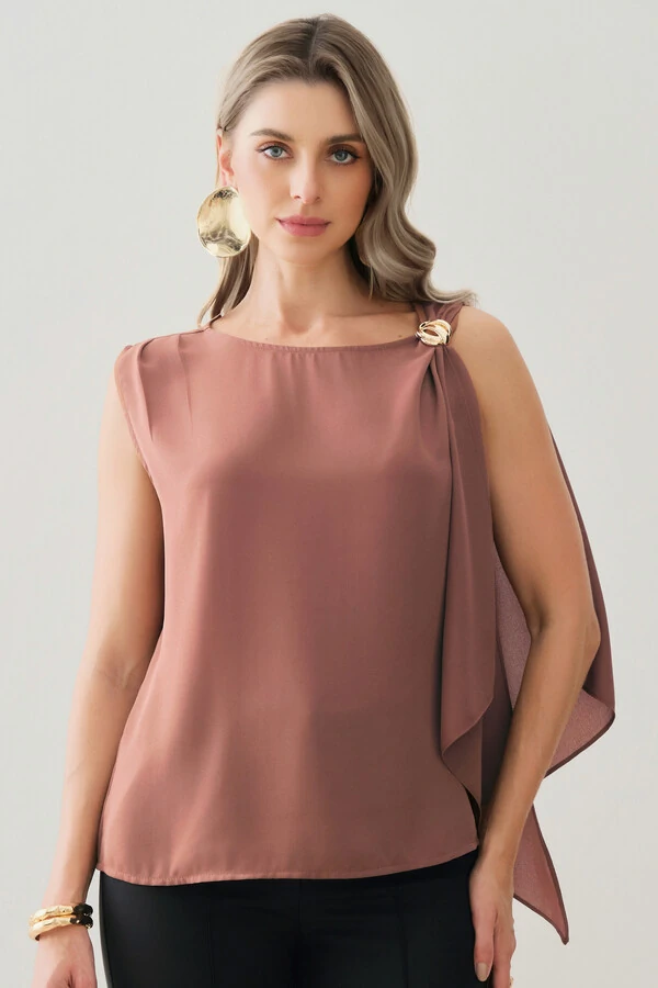 Regata Assimétrica Ombro Esquerdo Faixa Gold