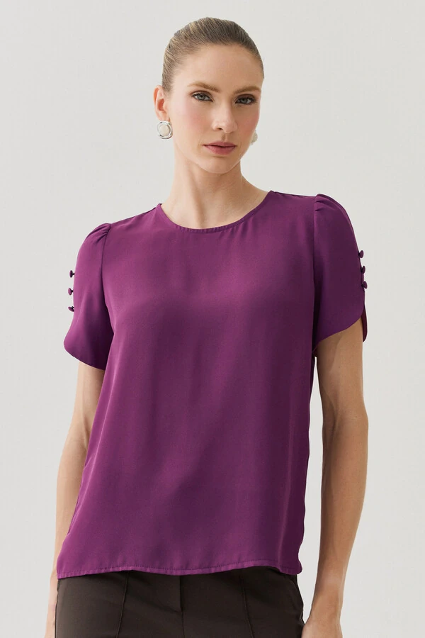 Blusa Manga Mini Botões Forrados Triple