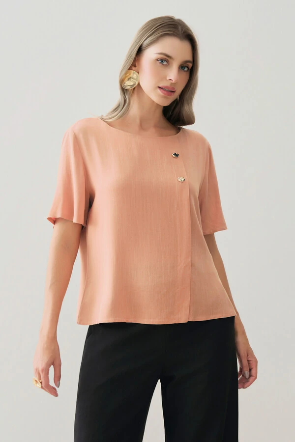 Blusa Prega Botões Gold Double