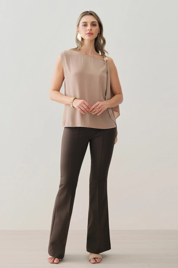 Regata Assimétrica Ombro Esquerdo Faixa Gold