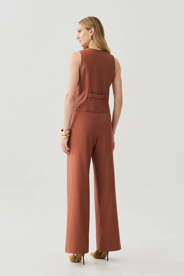 Conjunto de Alfaitaria Colete e Calça Reta Botões Forrados