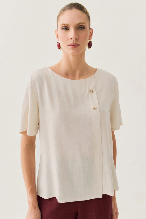 Blusa Prega Botões Gold Double