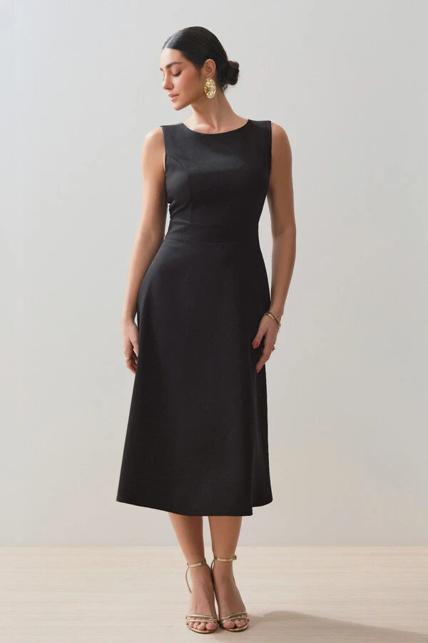 Vestido Midi Regata de Alfaiataria Recortes