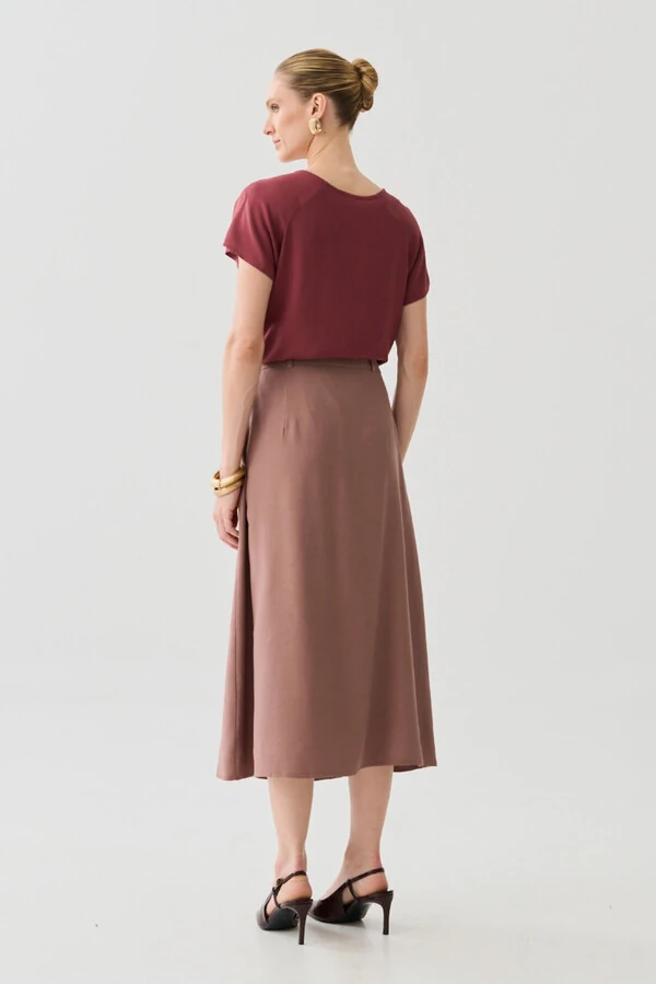 Blusa Manga Raglan Decote Gota Mini Botão Forrado