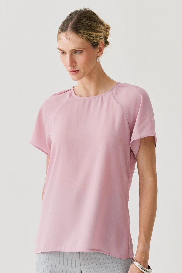 Blusa Manga Raglan Ombro Prega