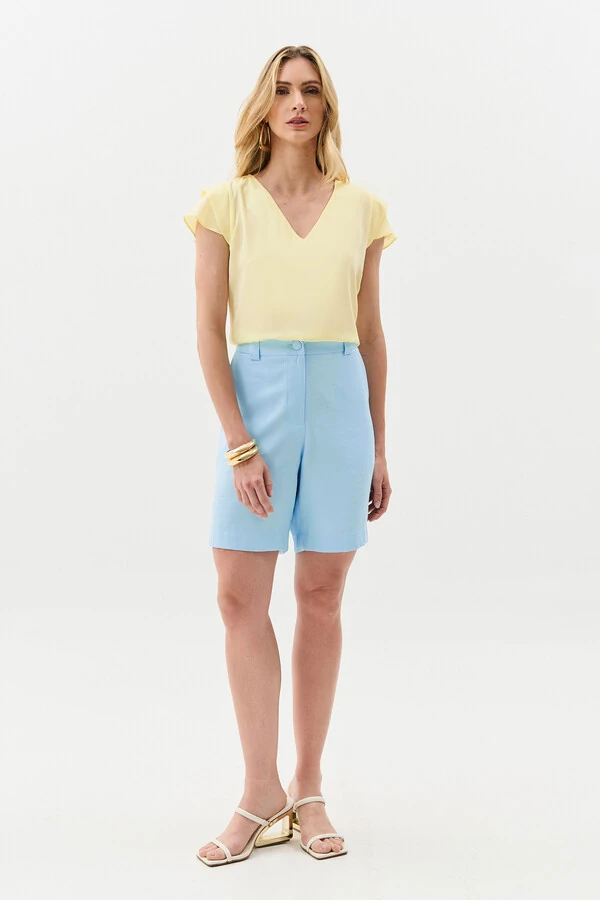 Blusa Manga Tulipa Decote V