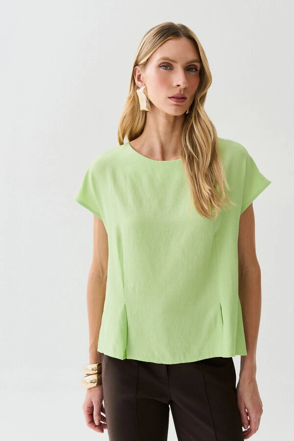 Blusa Acinturada Manga Morcego Pregas