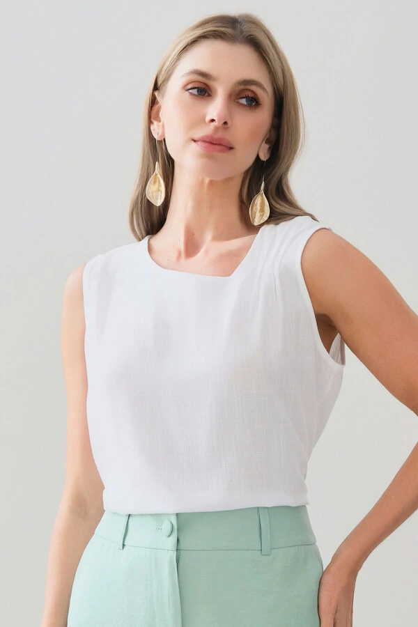 Regata Assimétrica Decote V Ombro Pregas