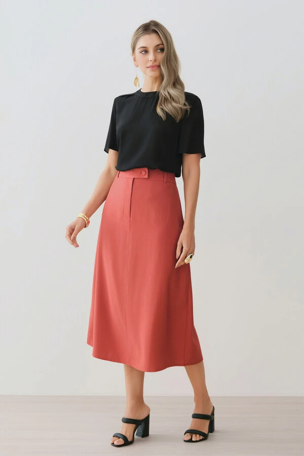 Blusa Decote Redondo Ombro Prega