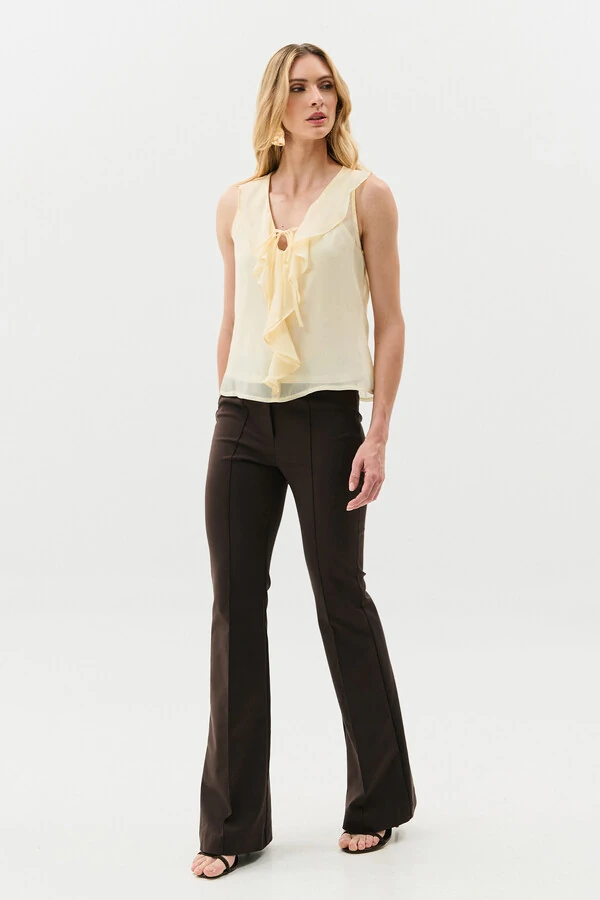 Regata de Chiffon Yoryu Decote V Babado Laço
