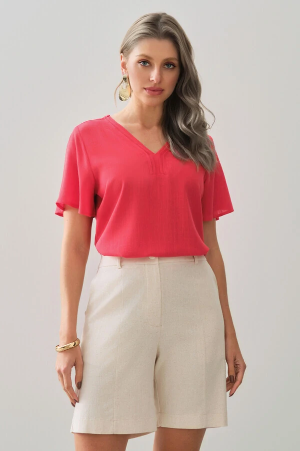 Blusa Decote V Pregas