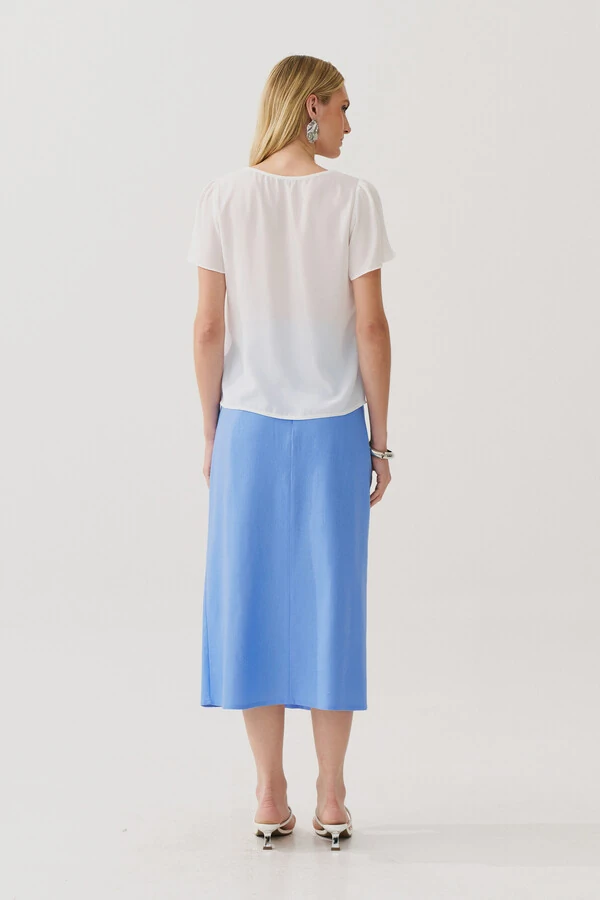 Blusa Decote V Assimétrico Pregas