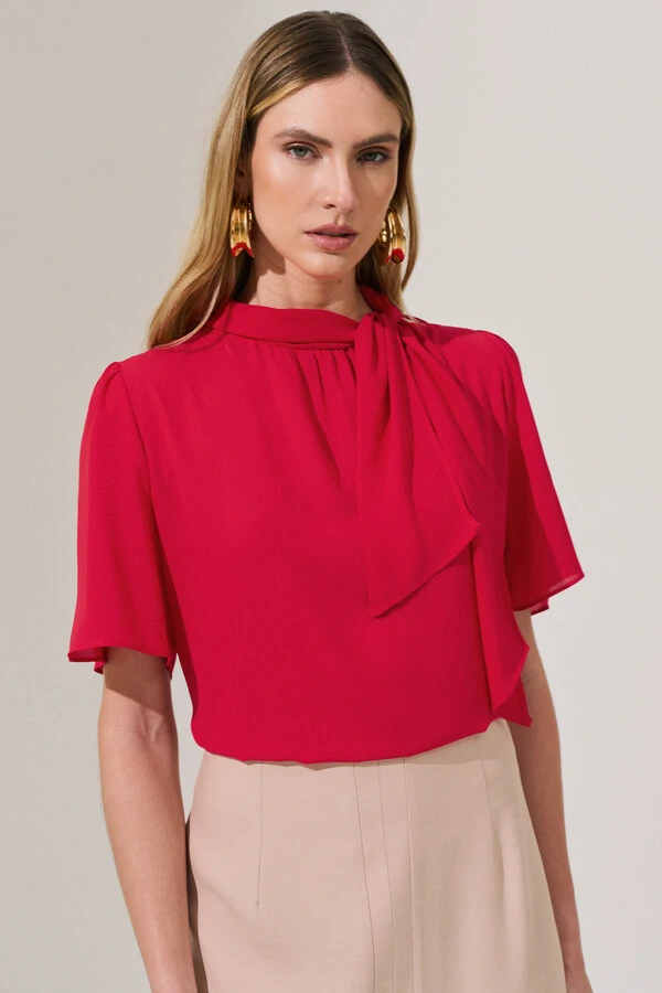 Blusa Gola Dobrada Laço Lateral