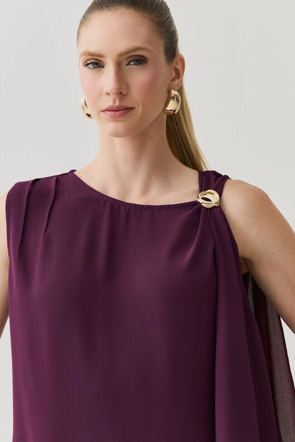 Regata Assimétrica Ombro Esquerdo Faixa Gold