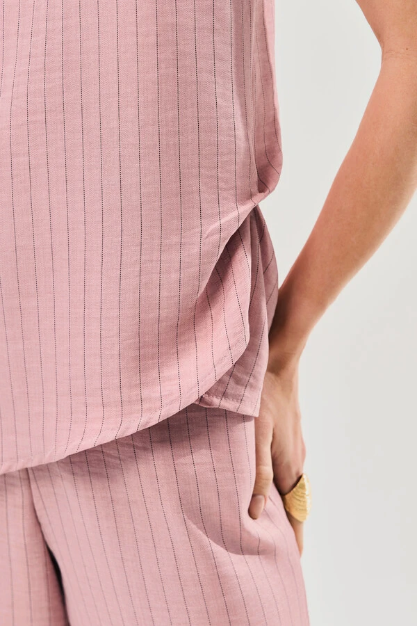 Conjunto de Risca de Giz de Regata Assimétrica Lateral Torcida e Pantalona Gold