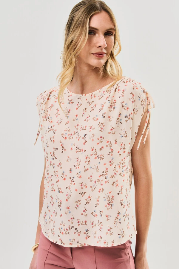 Regata Ombro Amblo Laço Puxante Floral