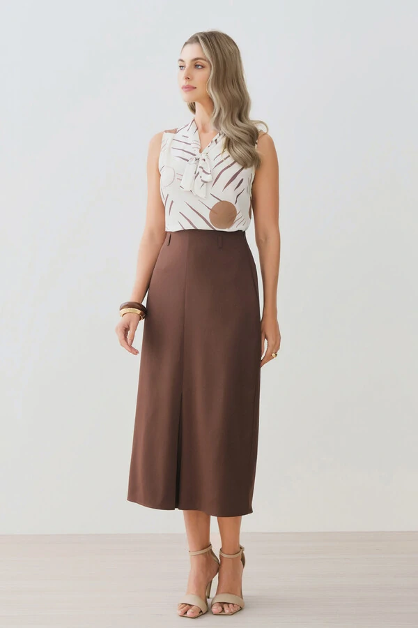 Regata Abstrata Gola Baixa Laço Decote V Ombro Prega