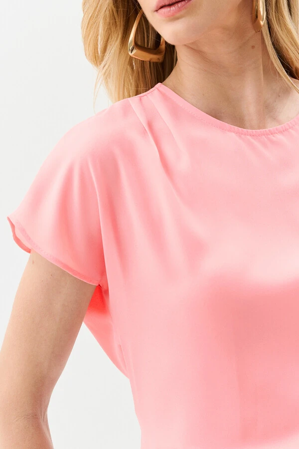Blusa Manga Morcego Ombro Pregas Double