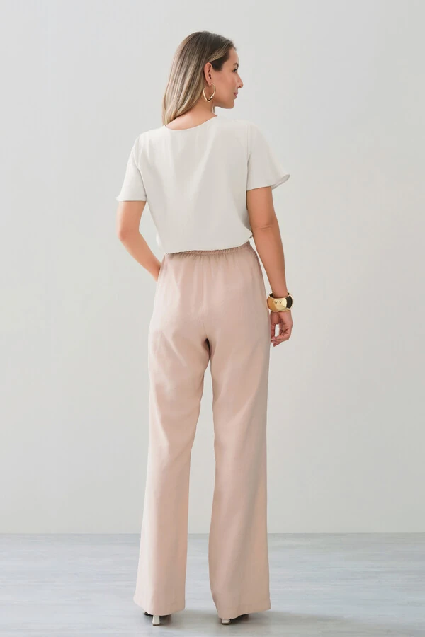 Blusa Decote Laço Pregas Double